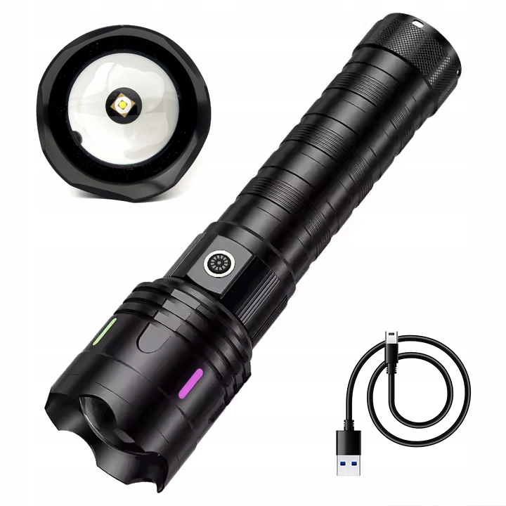 Gigant! Potężna Latarka Led Laser Dalekosiężna PowerBank 2200m maXvision