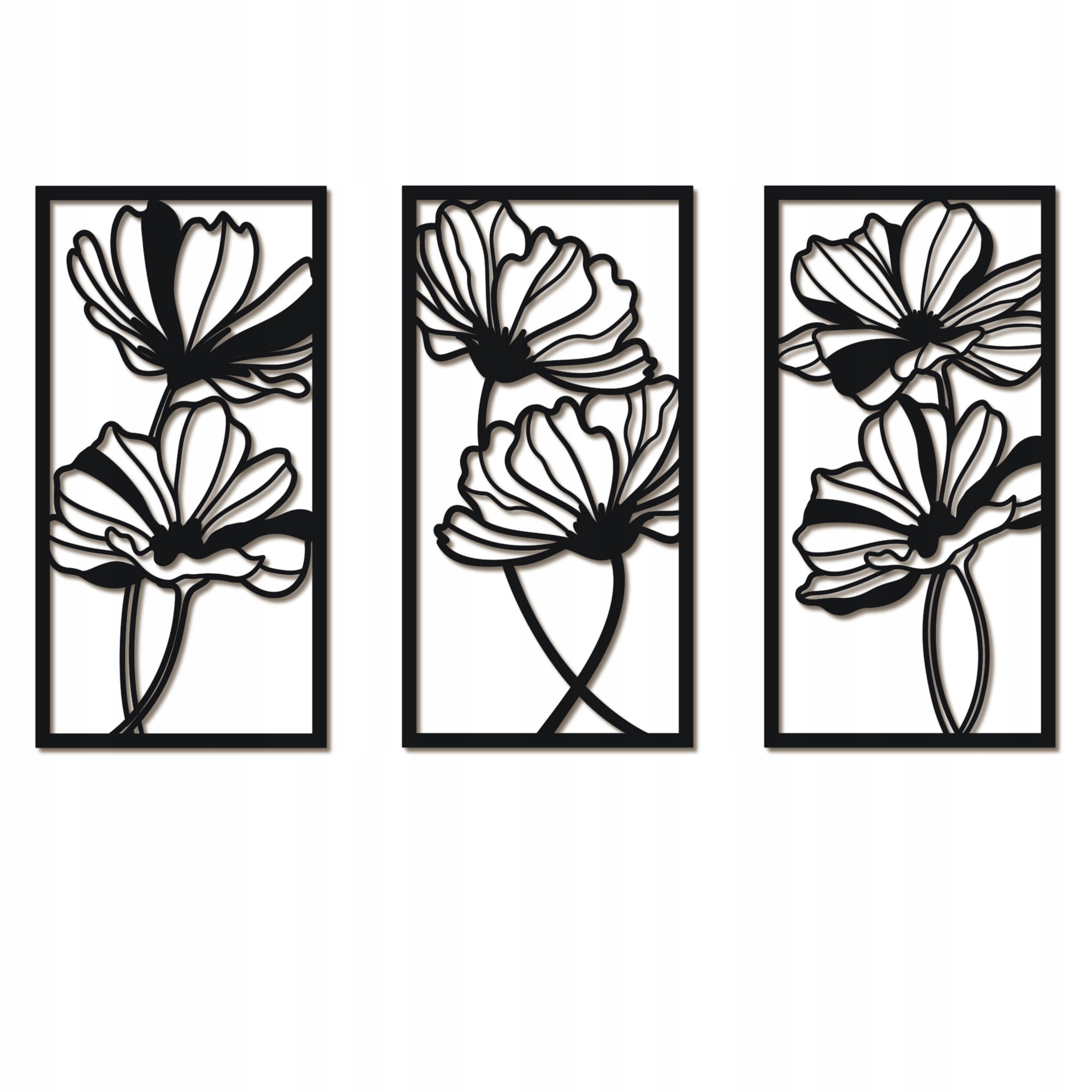 Duże Panele Dekoracyjne, Ażurowe Tryptyk KWIATY