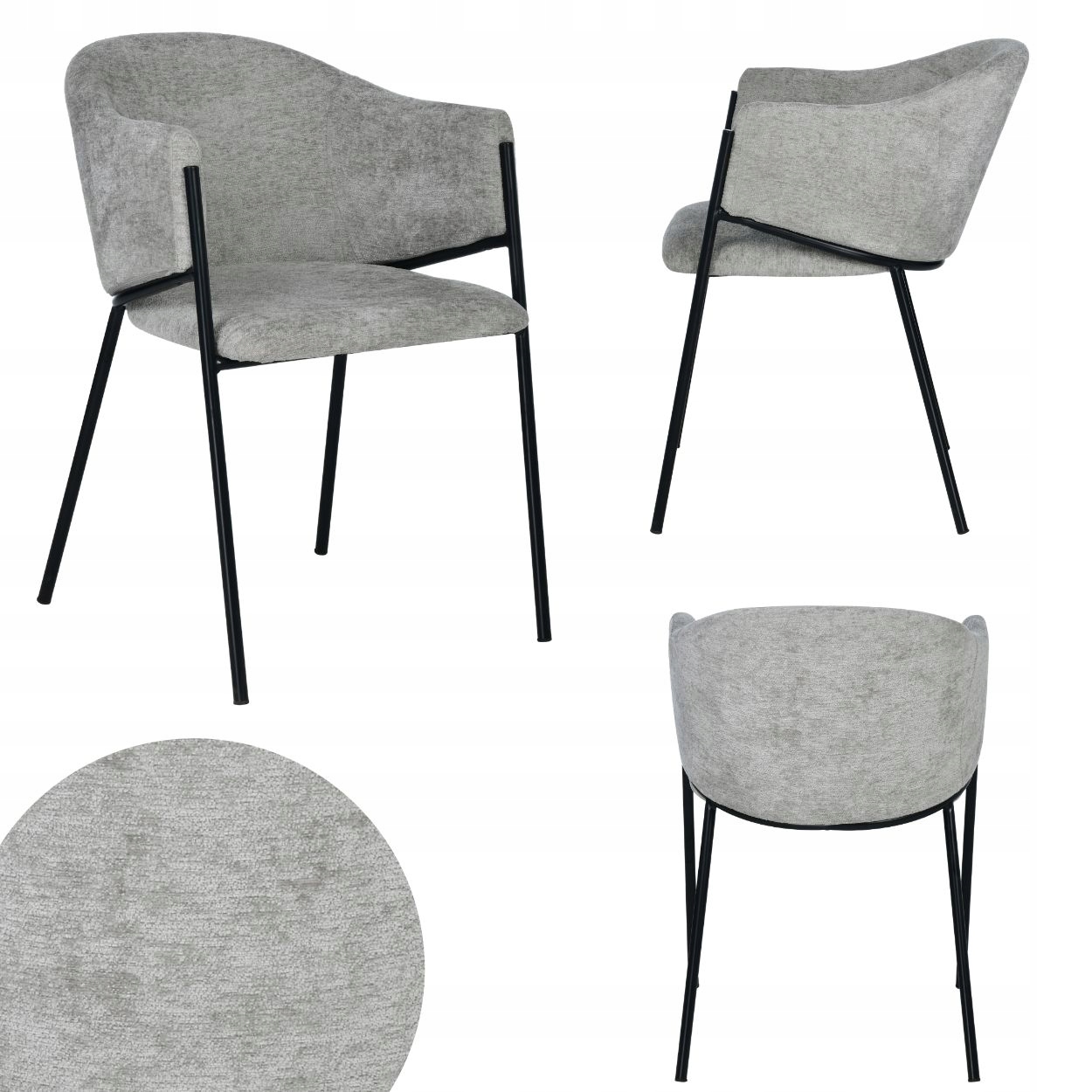 Nowoczesne krzesło Roza do jadalni salonu szare Glamour tapicerowane Scandi