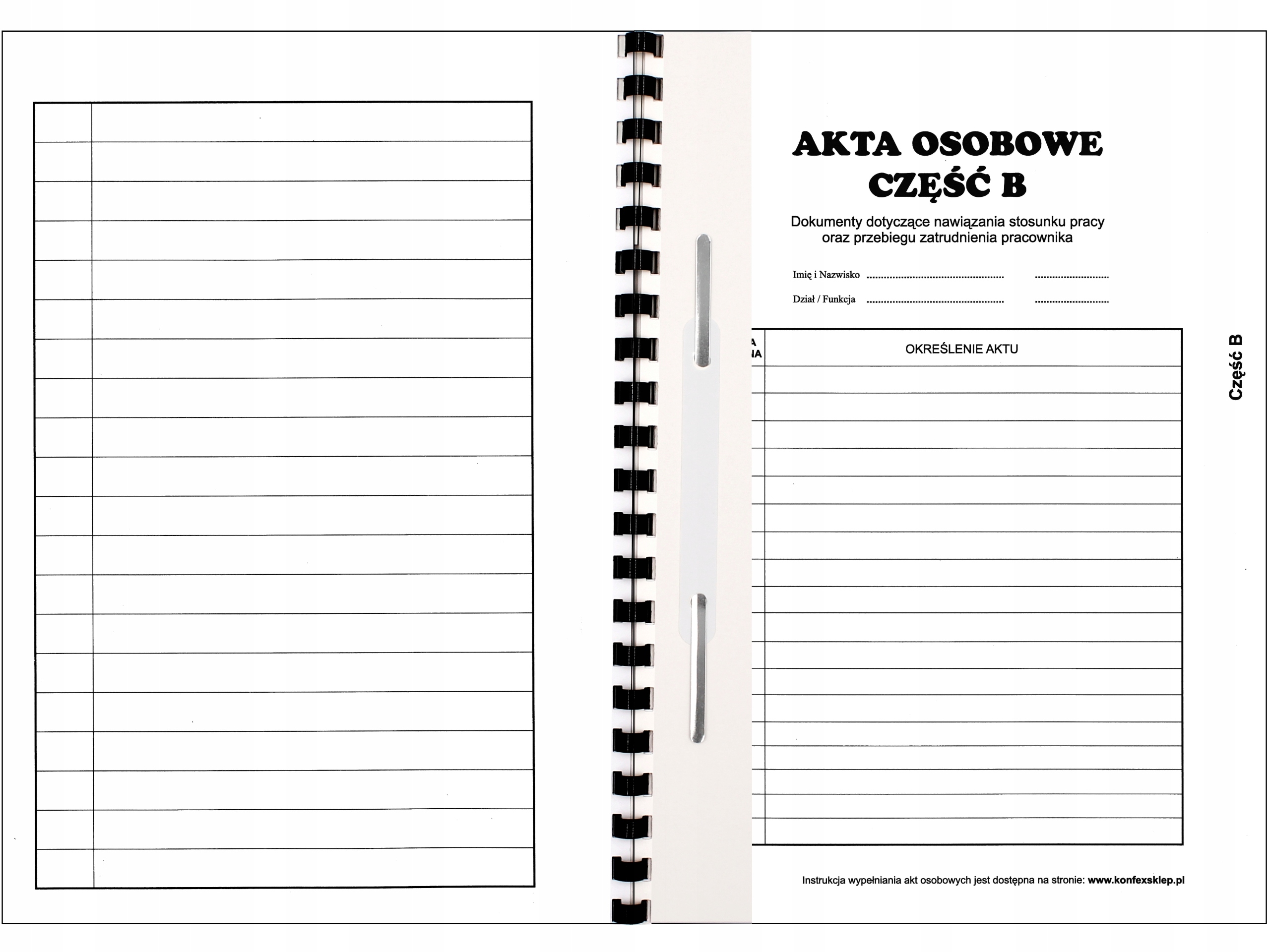 Teczka akta osobowe z bindą czarne Konfex T-03 Typ organizer