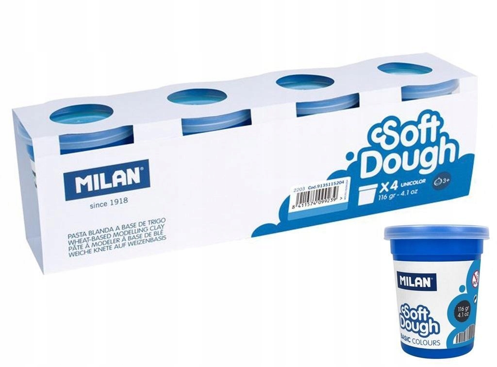 CIASTOLINA BASIC 116G 4 SŁOICZKI NIEBIESKA MILAN