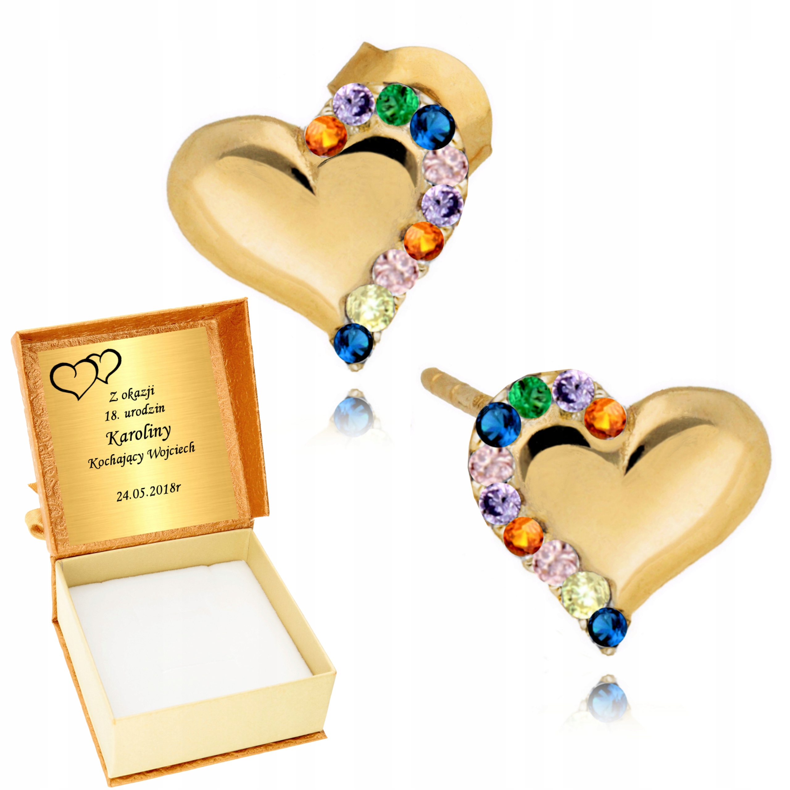 

Złote Kolczyki 925 Serce Serduszka Grawer