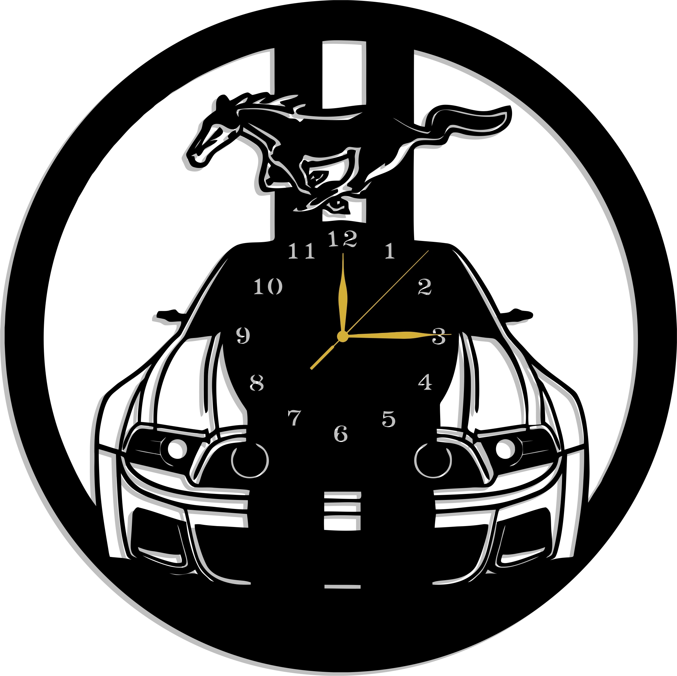 Ažurové Hodiny Auto Mustang 60 CM XL! 17 Barev