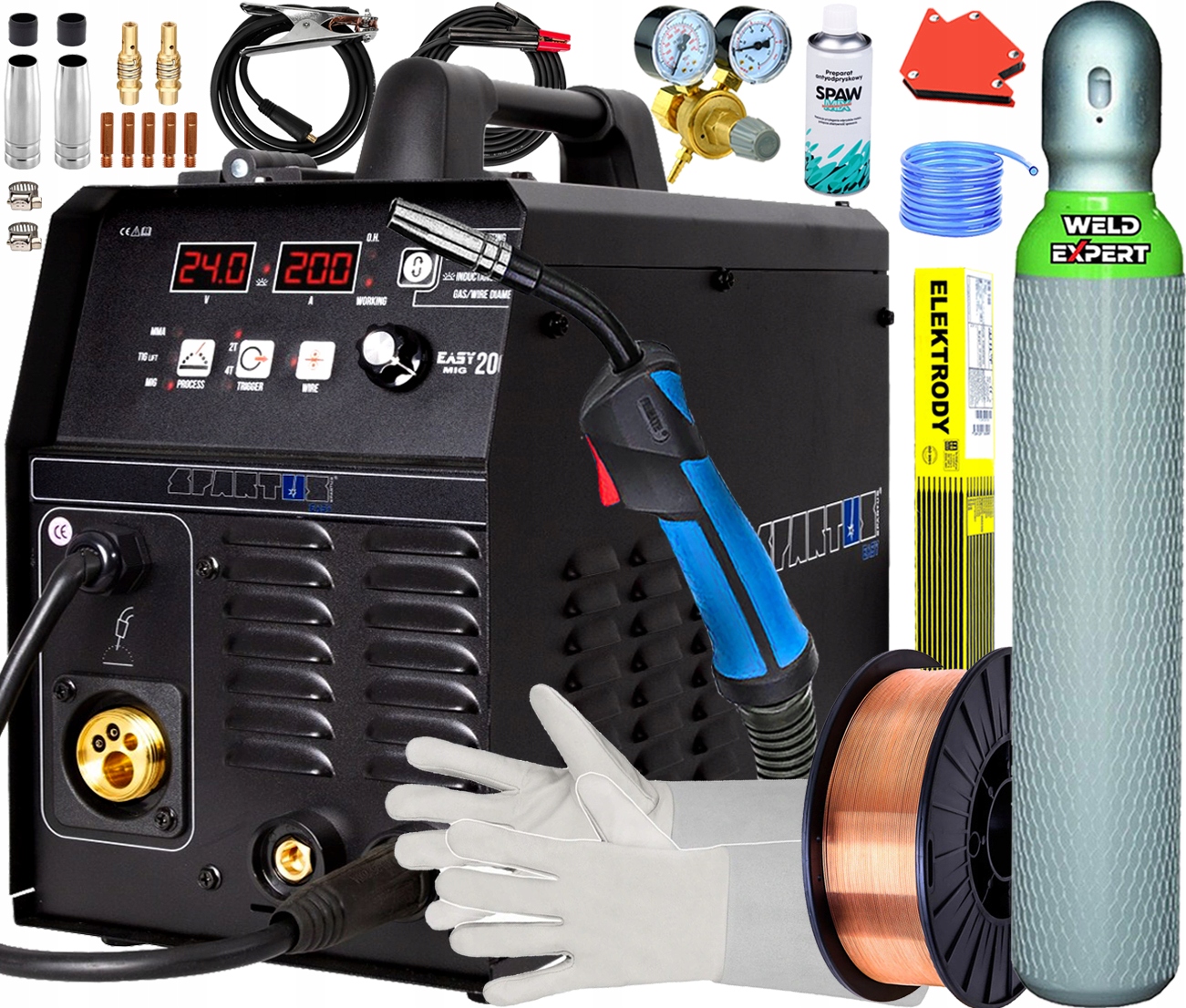 Spawarka inwertorowa Spartus Easy Mig 200 Igbt 3w1