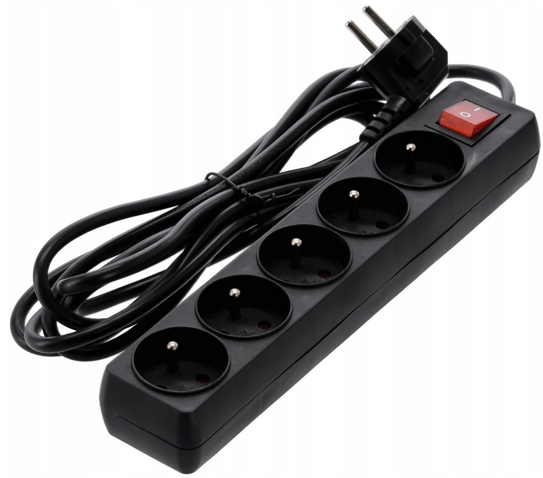 Listwa Zasilająca Przedłużacz 5 Gniazd 300cm z Wyłacznikiem i Uziemieniem
