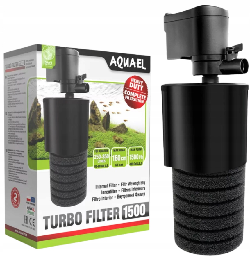 Levně Turbo 1500 vnitřní filtr do akvária 350 L Aquael 1 kus