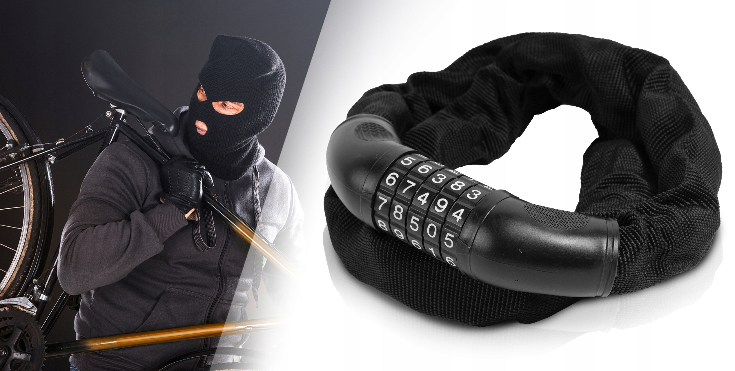 ZAPIĘCIE DO ROWERU NA SKUTER HULAJNOGĘ ŁAŃCUCH BLOKADA ROWEROWA 90 CM SZYFR Stan opakowania oryginalne