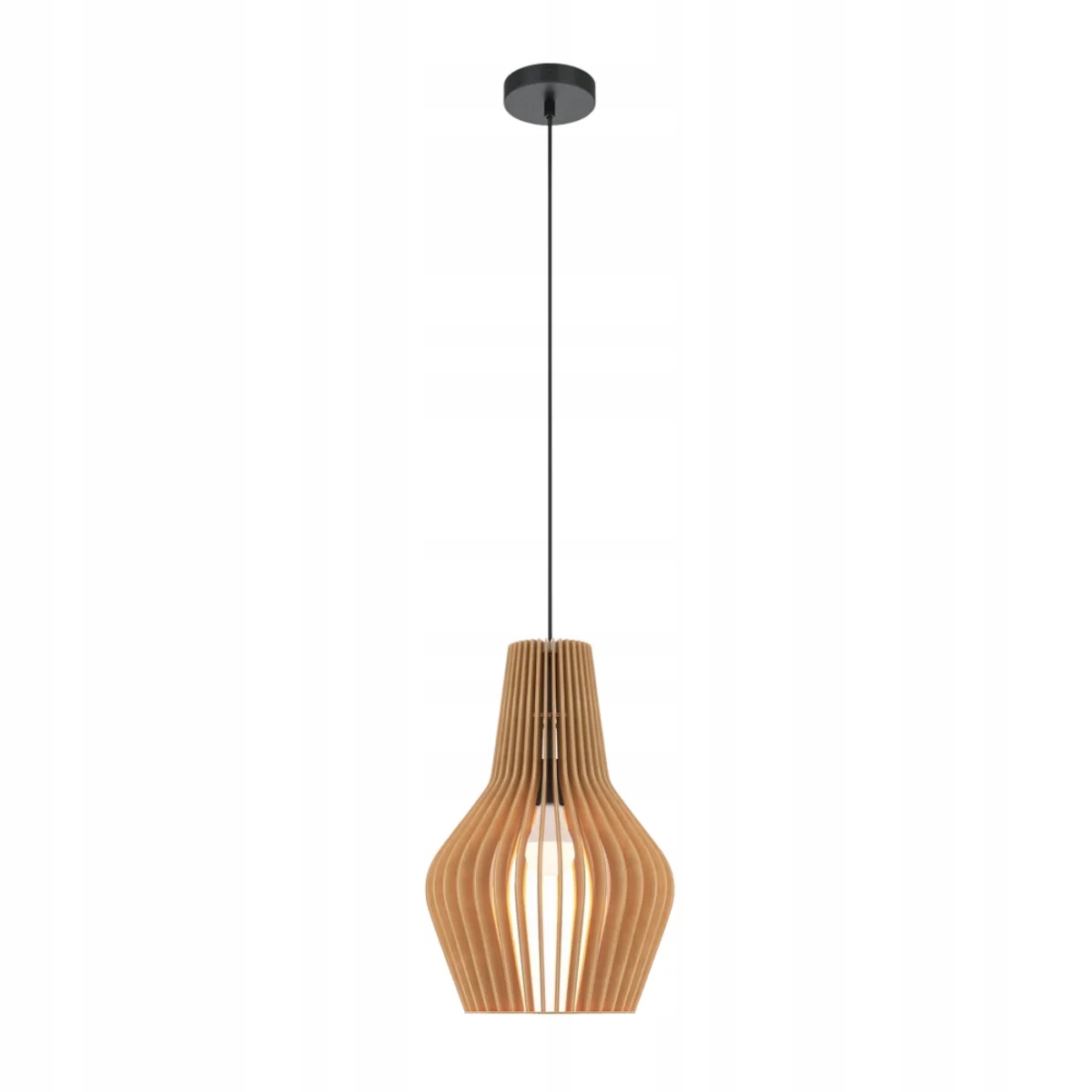 Závesná dekoratívna lampa okrúhla čierna s dreveným tienidlom Ø30 cm Maytoni