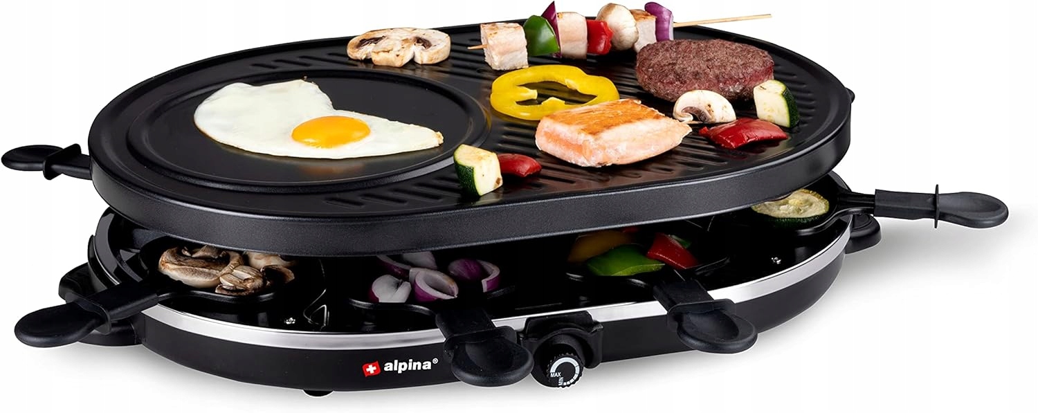 Elektrický gril Alpina Raclette multifunkční 1200 W pro 8 osob, sada
