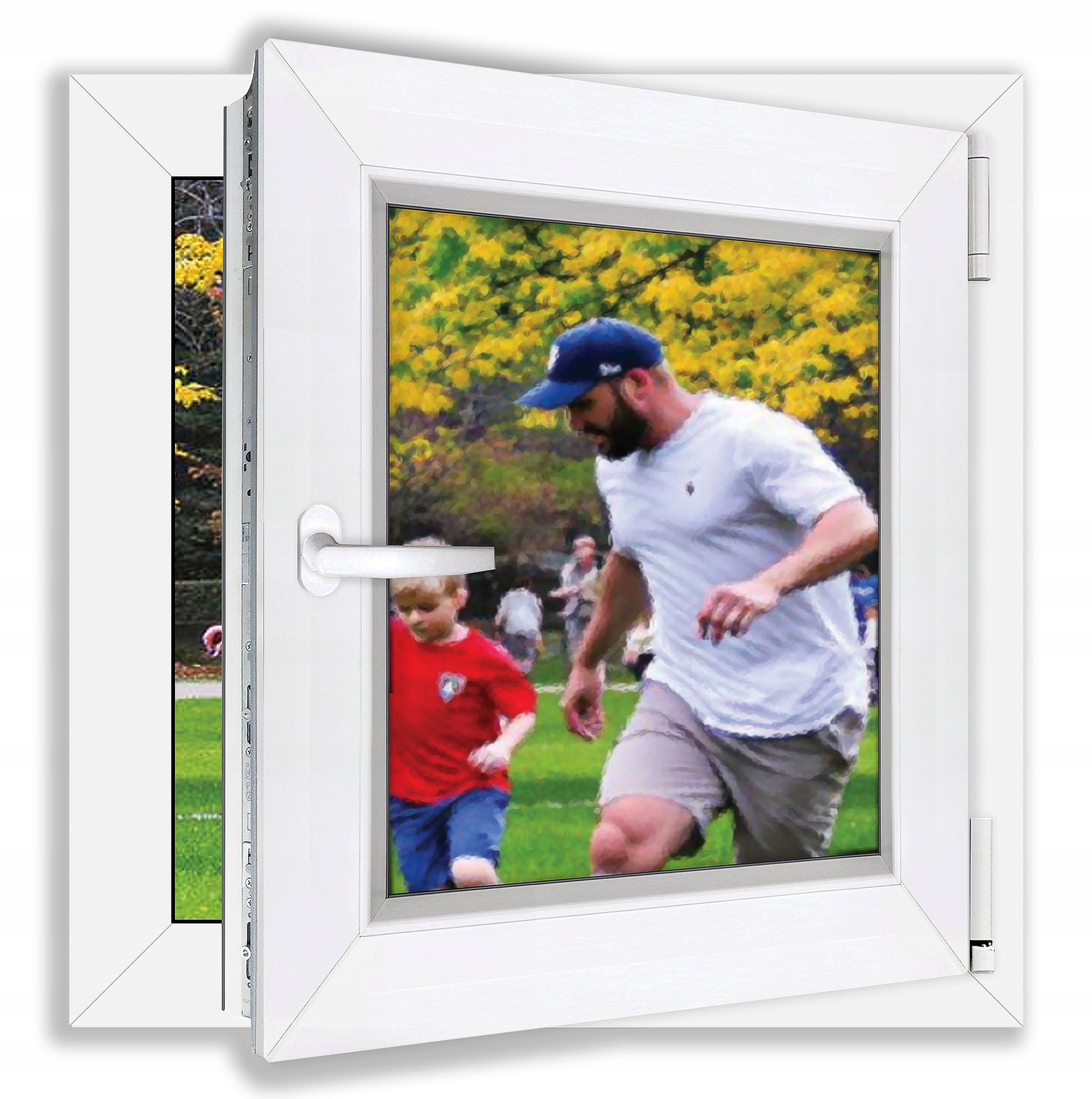 Okno Białe 3-szyby PCV 60x60cm PRAWE 600x600 profil 70mm PVC RU PVC LORAC