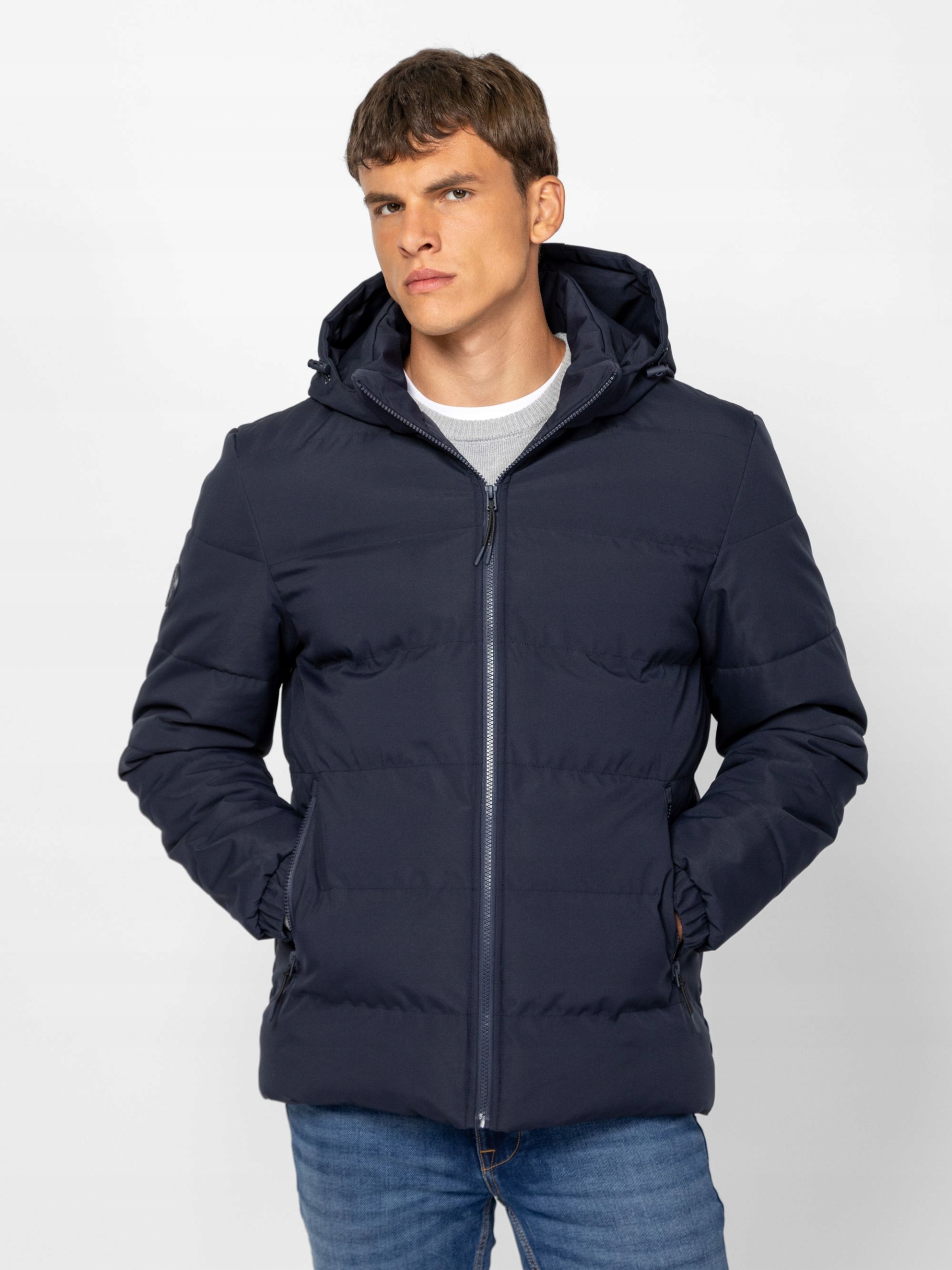 Heavy Tools Pánská Bunda S Kapucí Zimní Prošívaná Nasim Navy Tmavě Modrá M