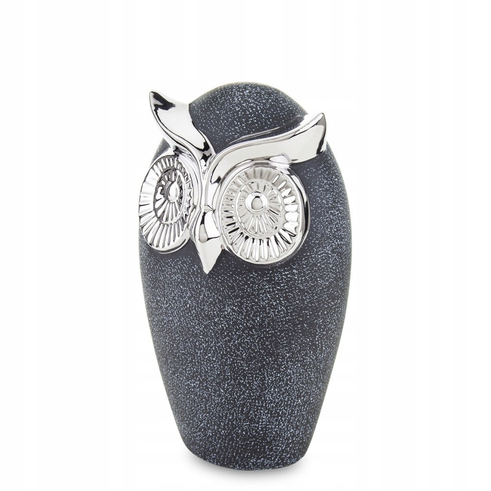 

Figurka Sowa Srebrna Czarna 20x11x9cm Ceramiczna