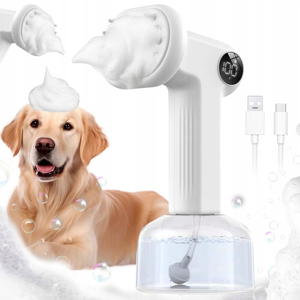 Levně Pěnič Na Mytí Psů 2 Režimy Usb Pěny Nabíjecí Silikonový Kartáč