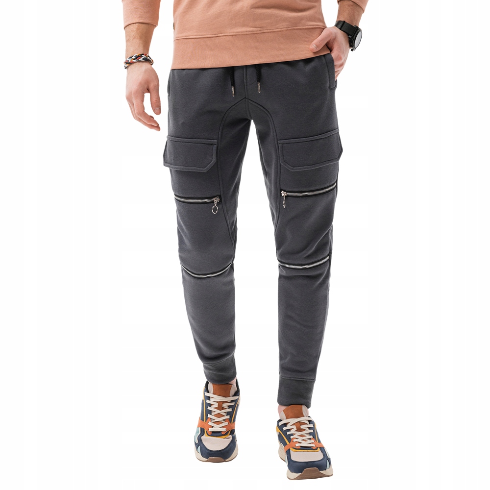 

Spodnie męskie dresowe joggery P901 grafitowe L