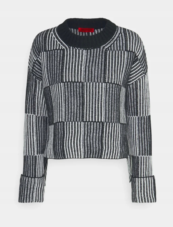 MAX&Co. Notte dámský vlněný svetr černý, delší zadní část vel. M