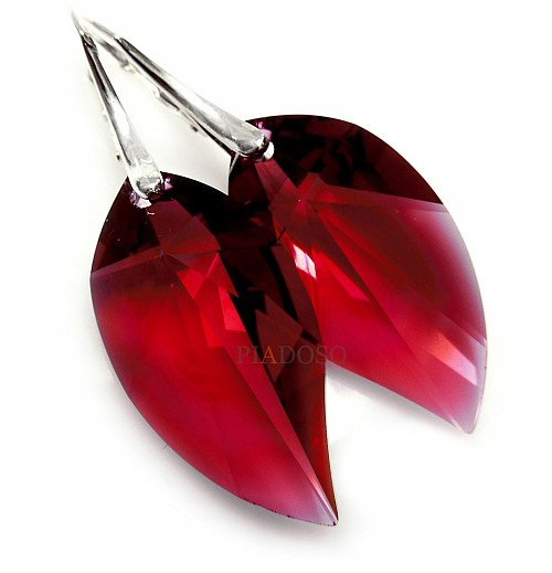 Krystaly Náušnice Ruby Leaf Stříbro