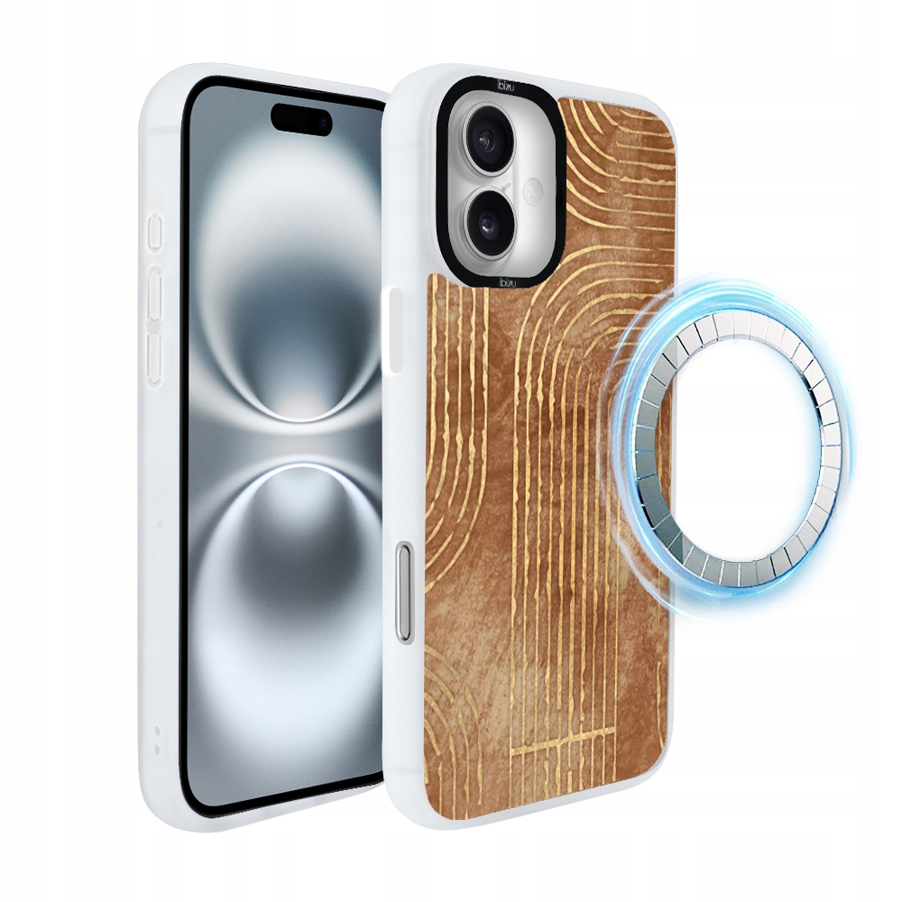 Pouzdro pro iPhone 16 Plus Ibizu DropGuard Matt s MagSafe, geometrické linie