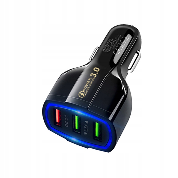 

Szybka Ładowarka Do Auta Samochodu 3xUSB Qc 3.0