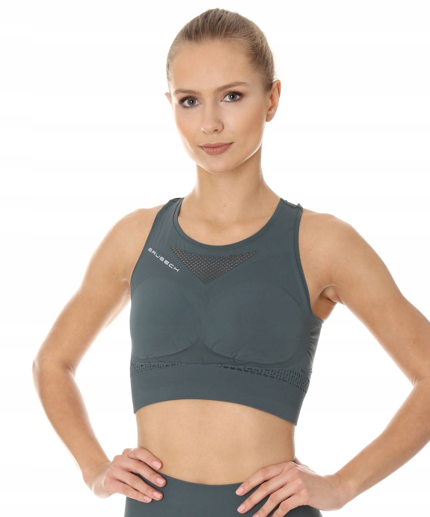 Stanik sportowy Crop Top Gym Brubeck XL zielony