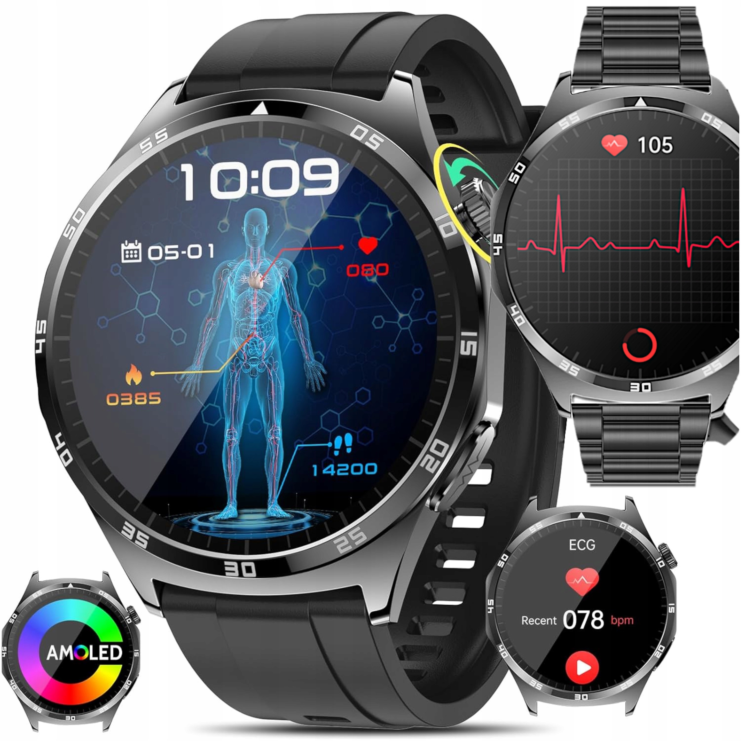 Chytré Hodinky Hodinky S Měřením Tlaku Ekg Tep Bmi Hrv Hovory Menu Pl 2 Řemínky