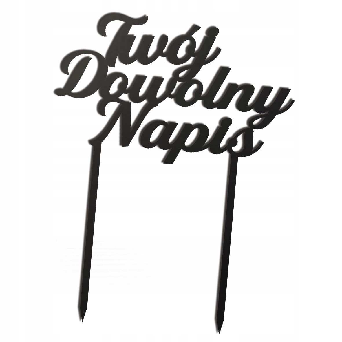 

czarny topper twój dowolny napis tort 48h
