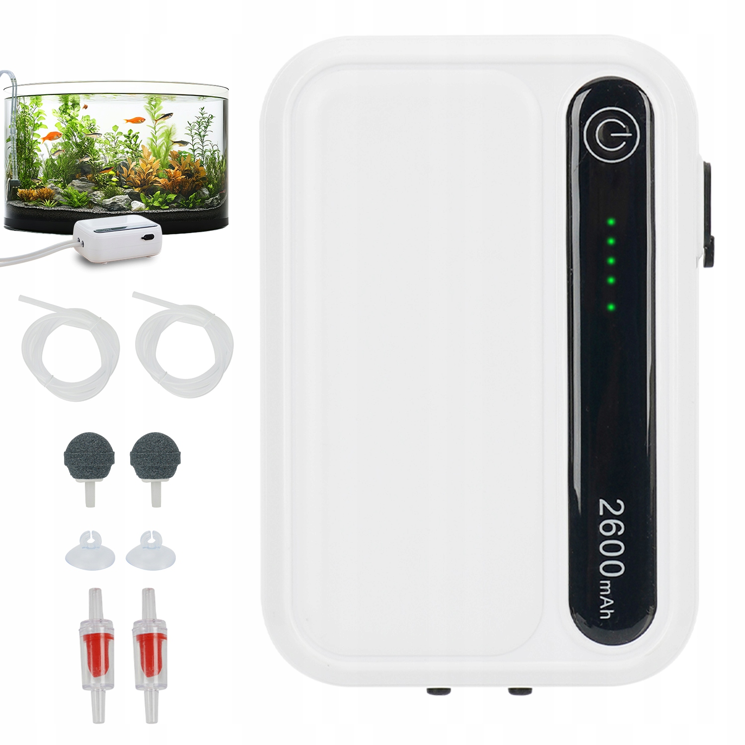 Levně Vzduchová Pumpa Do Akvária Vysoká Kvalita Akumulátorová 2600 Mah