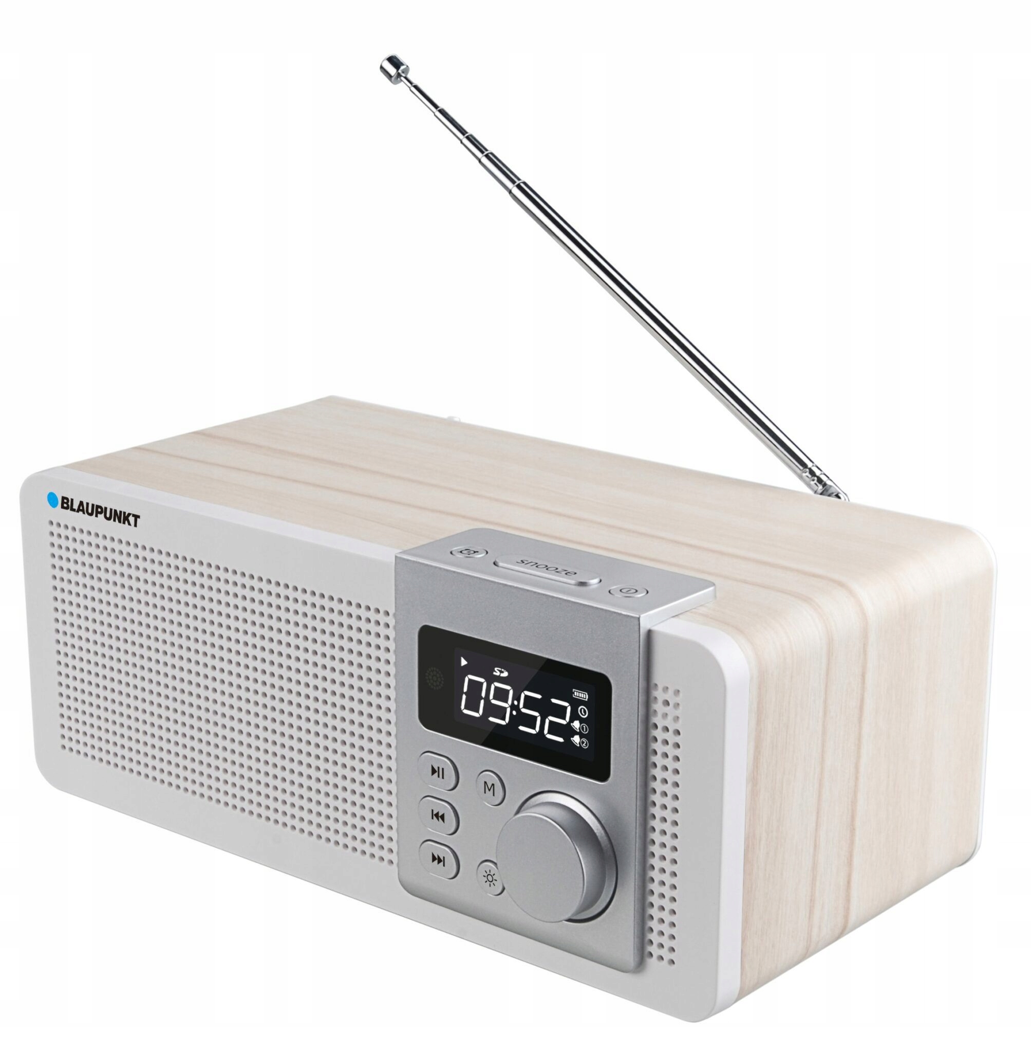 Blaupunkt PP14BT Přenosné rádio Fm Bluetooth Budík Dřevěný Design