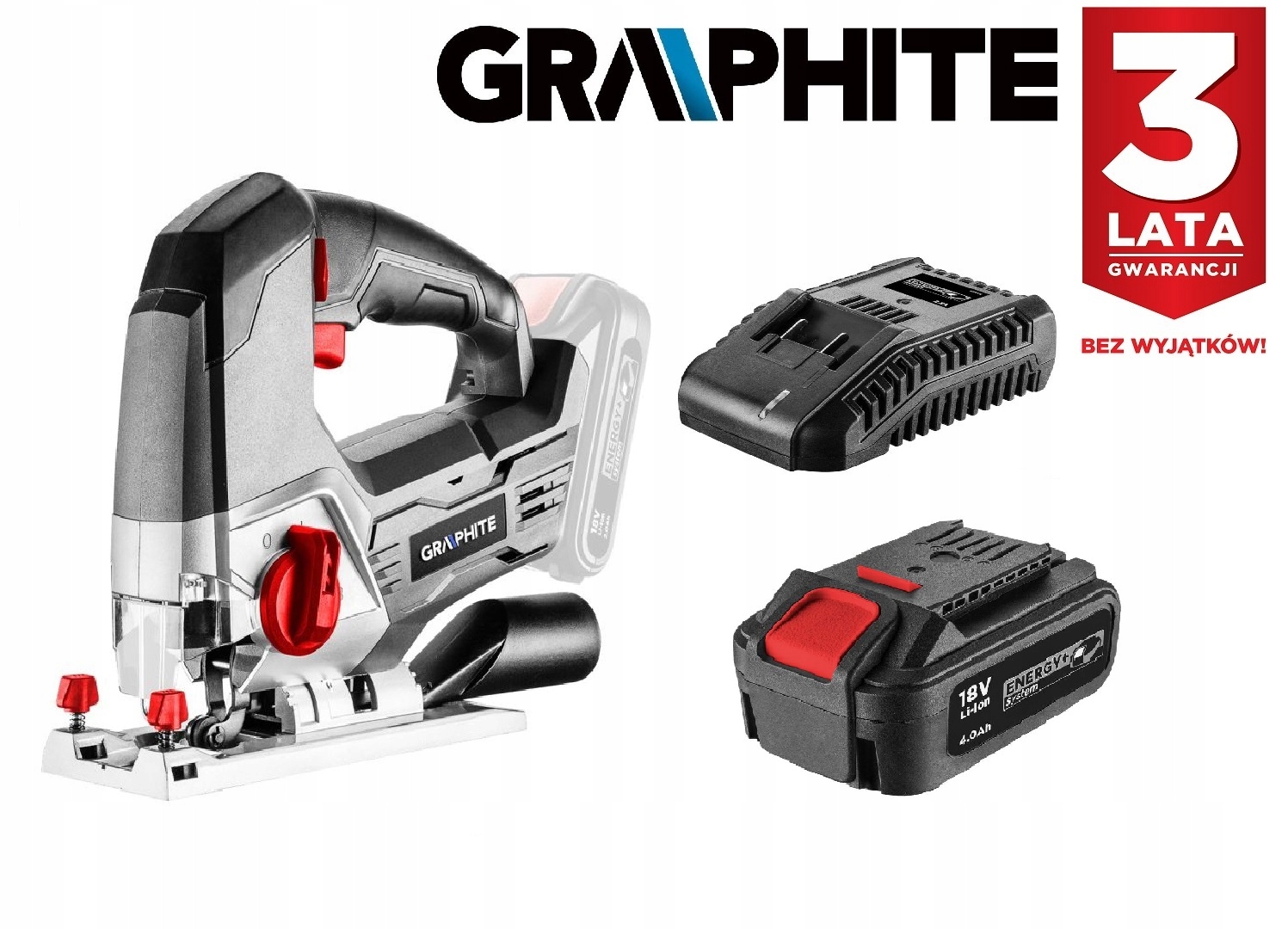 

Wyrzynarka Akumulatorowa 18V 4,0AH Graphite Zestaw