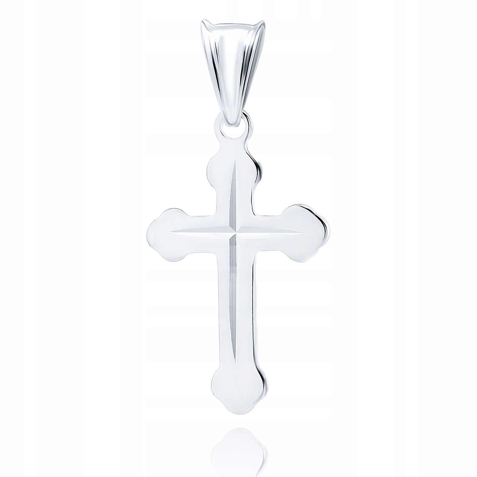 DELIKATNY SREBRNY KRZYŻYK DIAMENTOWANY WZÓR PASKI