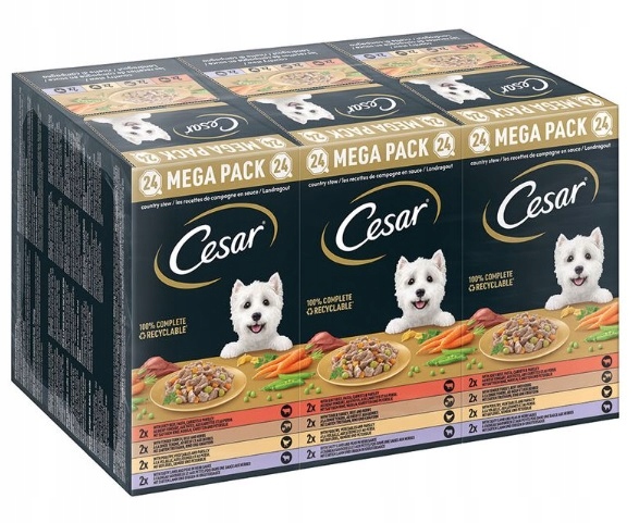 Cesar Landragout mokra karma dla psa mix mięsne smaki z warzywami 24x150g