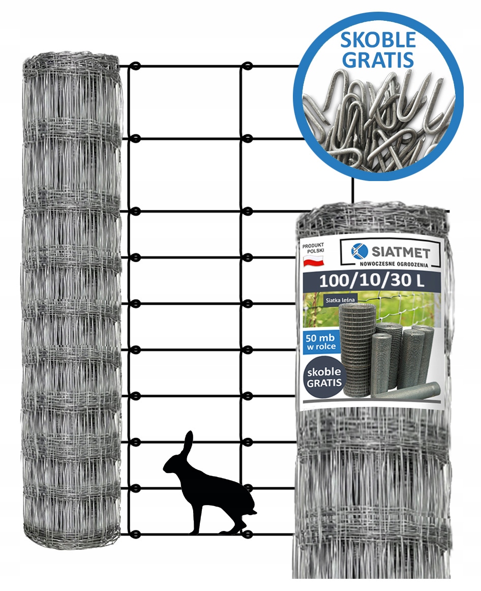 Siatka ogrodzeniowa leśna Na Lisy 100/10/30 L 50 m skoble