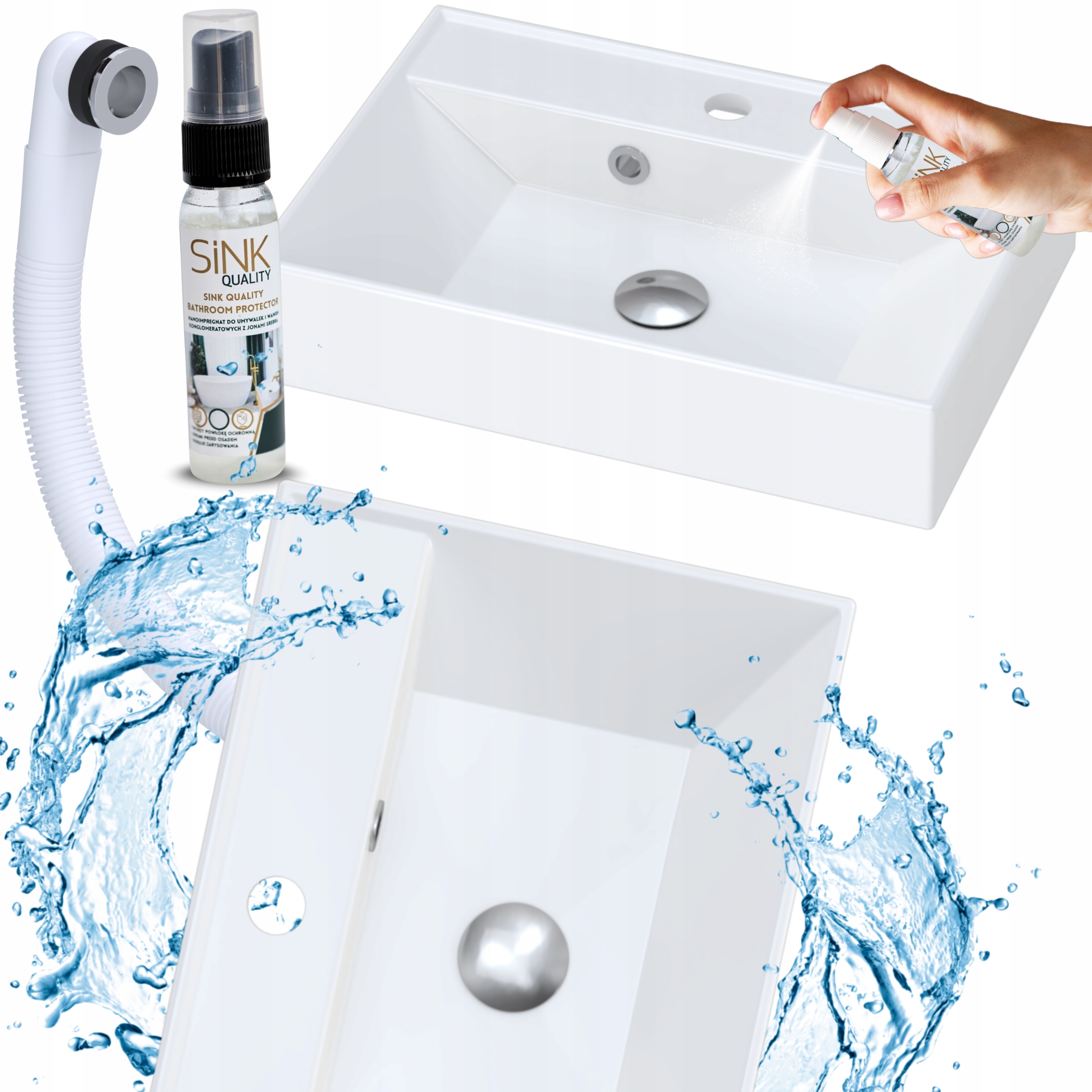 Nástěnné Umyvadlo 50 nástěnné Obdélníkové Bílé Konglomerátové