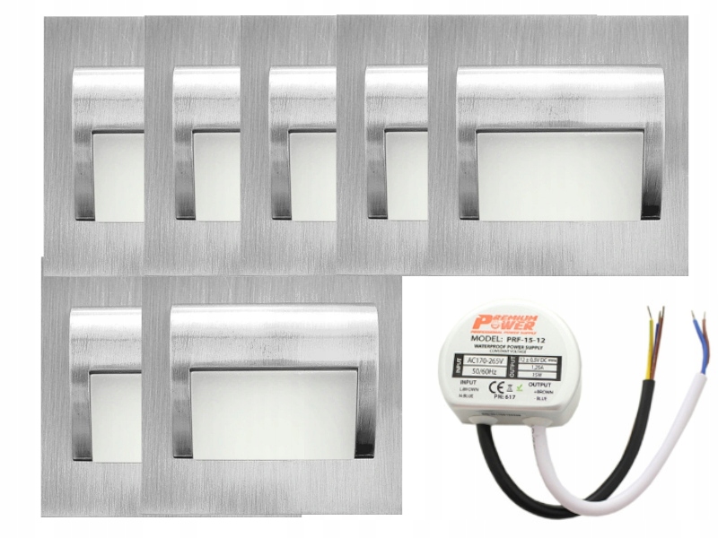 Sada Led schodišťových svítidel Halogen 7x napájecí zdroj