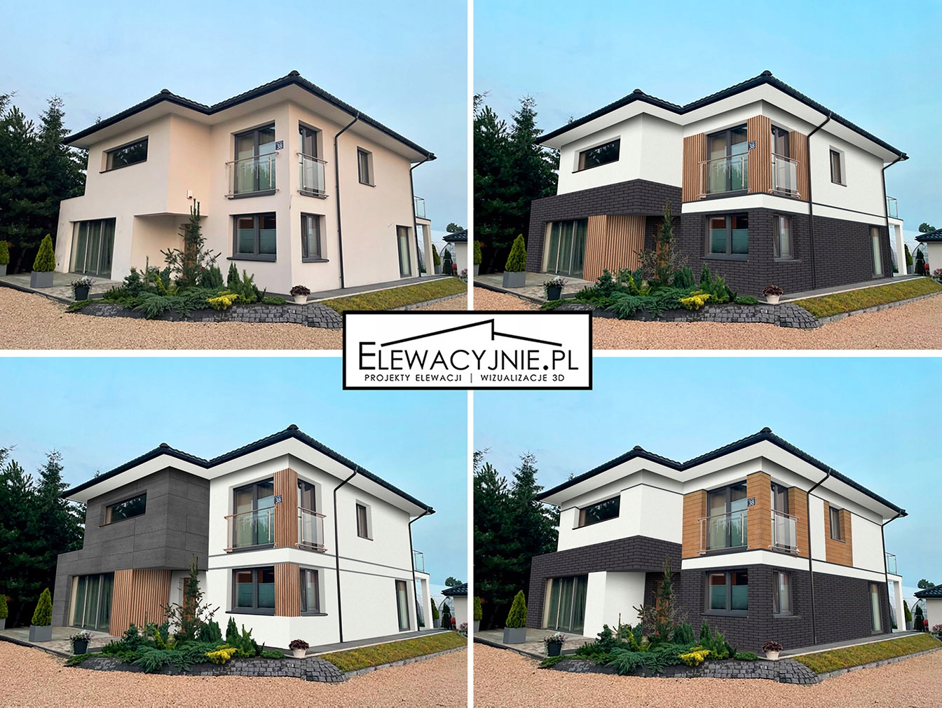 Projekt elewacji, wizualizacje 3D Elewacyjnie.pl Marka inna