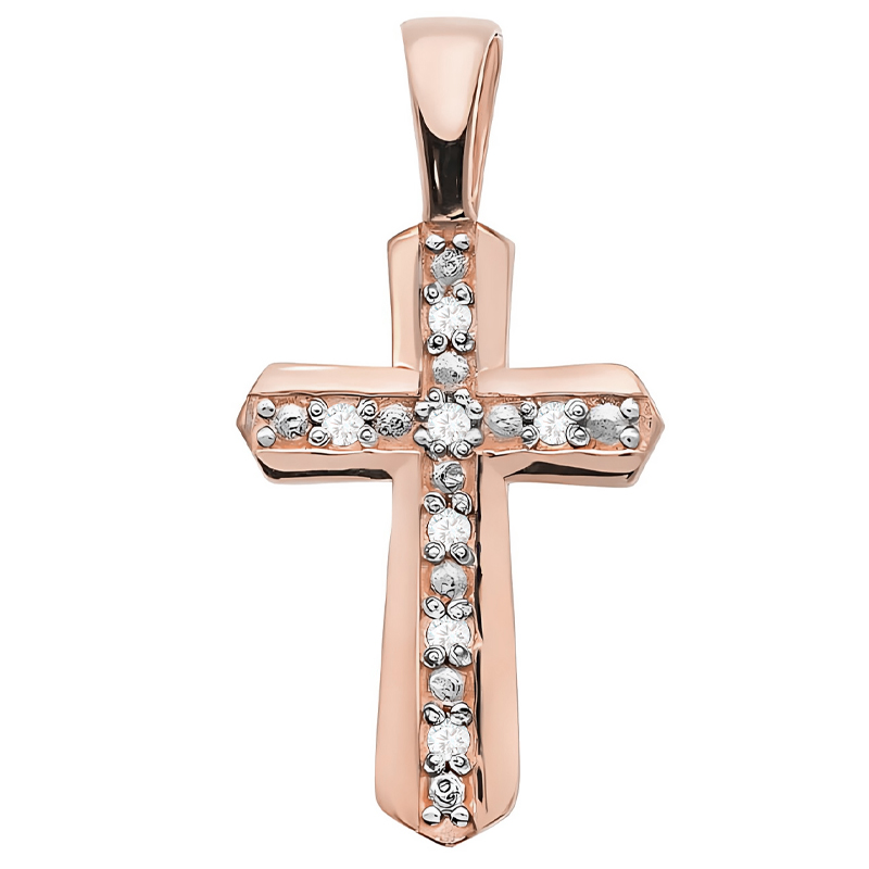 Zlatý Kříž Křížek 585 s brilianty 0,035 ct 14k Krabička