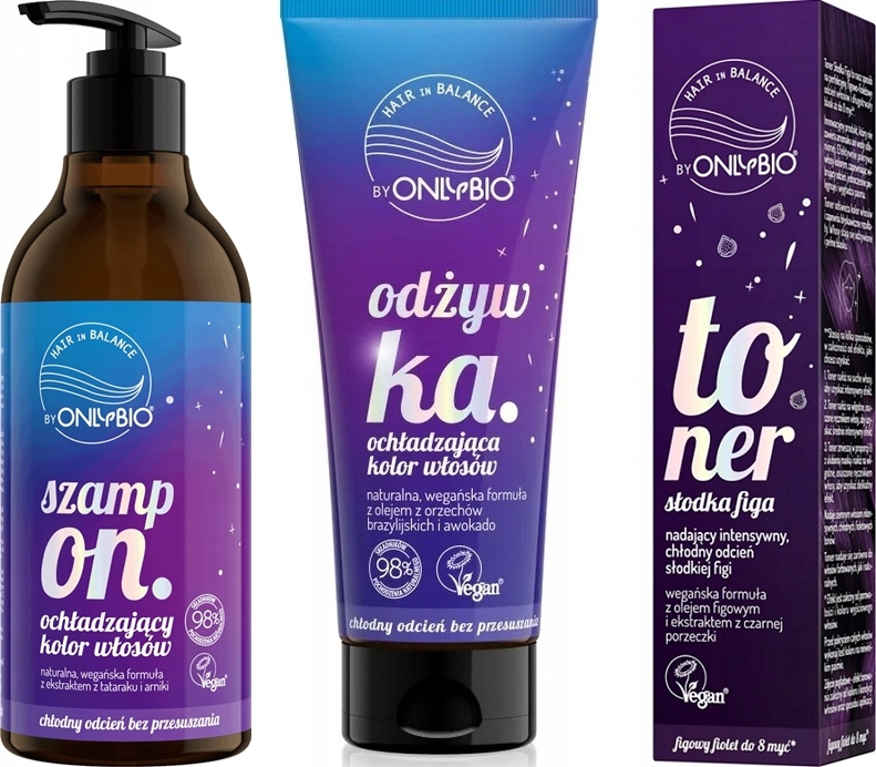 Onlybio toner na vlasy, barva sladké fíky, šampon, kondicionér Sada