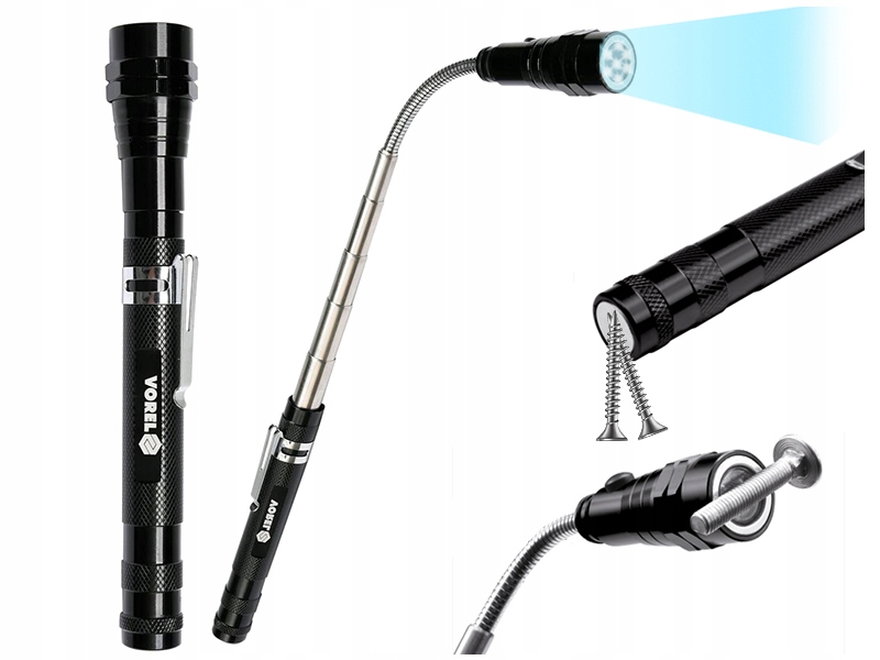 LATARKA TELESKOPOWA Z MAGNESEM I 3 DIODAMI IP 20