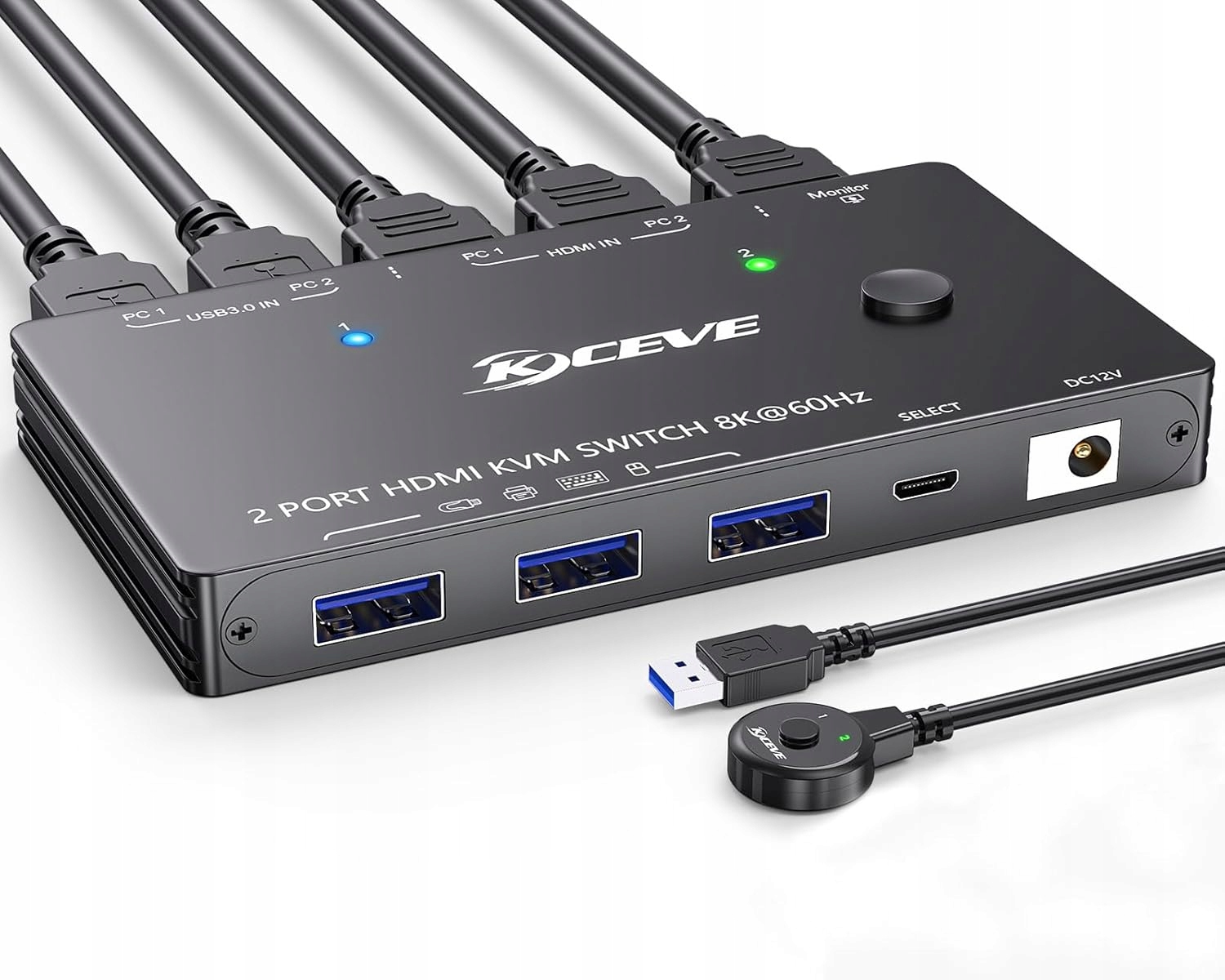 Přepínač Kvm 2 Pс 1 monitor Hdmi Usb 3.0 8K 60Hz KVM8201