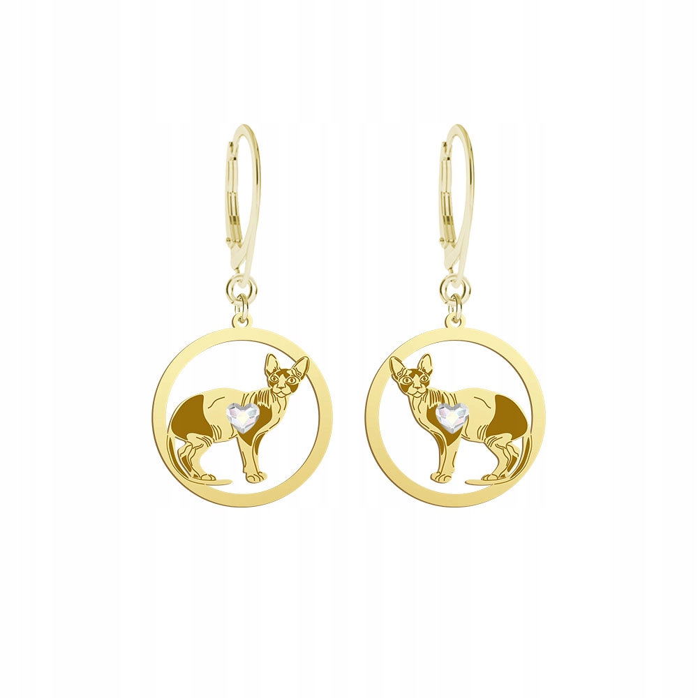 Náušnice Zlaté s kočkou Sphynx 925 Dárek Žena Šperky Gravírování Bonus