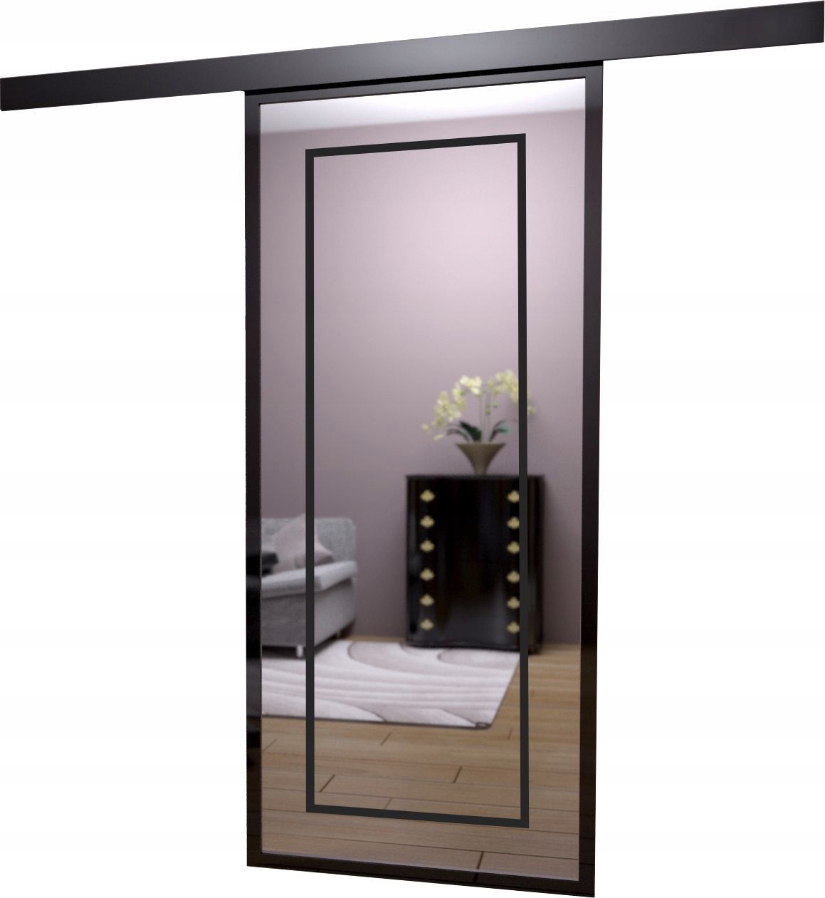 Drzwi Szklane Przesuwne System 75cm Lustro 2C