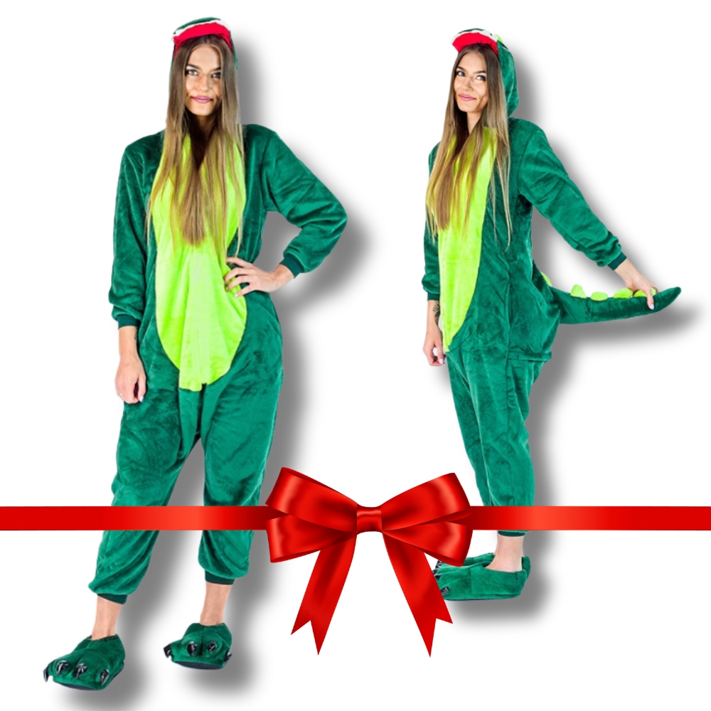 měkké pánské a dámské pyžamo Teplá teplákovka Dinosaurus dinosauří kostým L