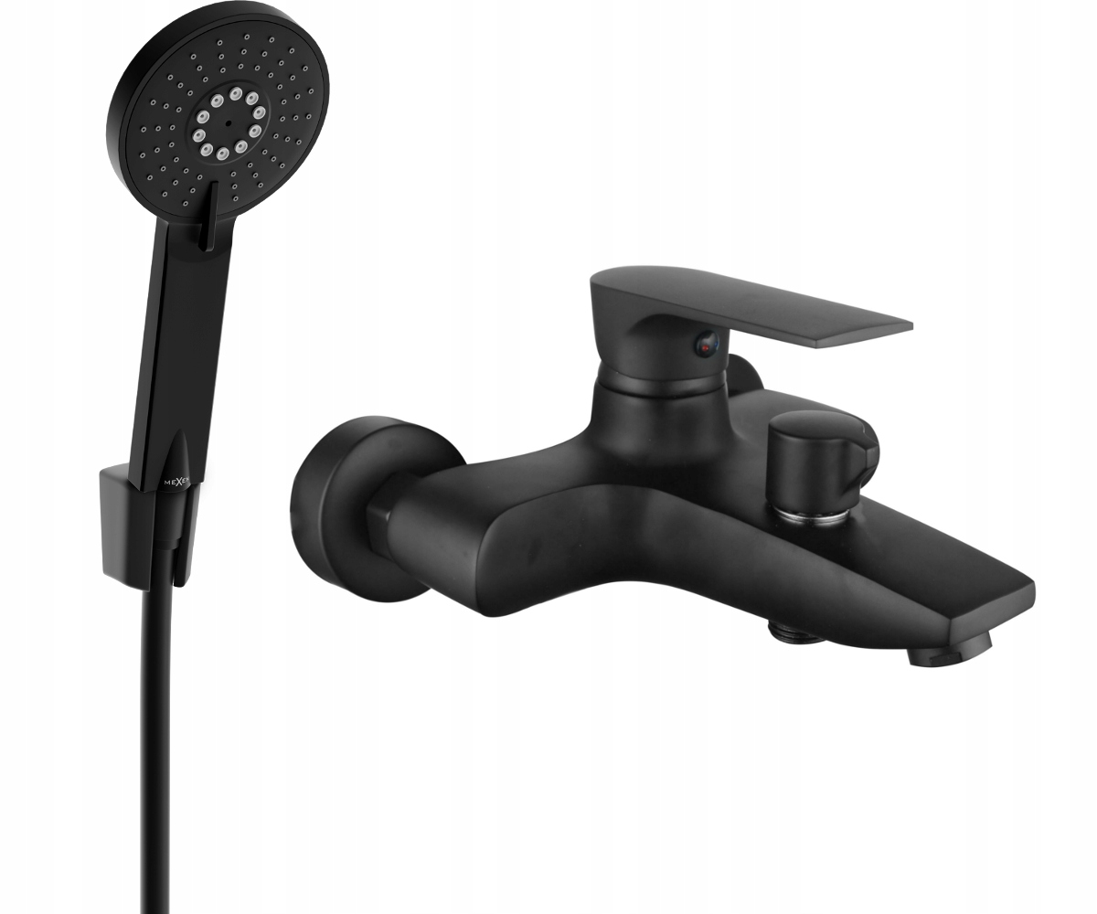 Mexen Axel R40 Čierna vaňová batéria so sprchovacím setom