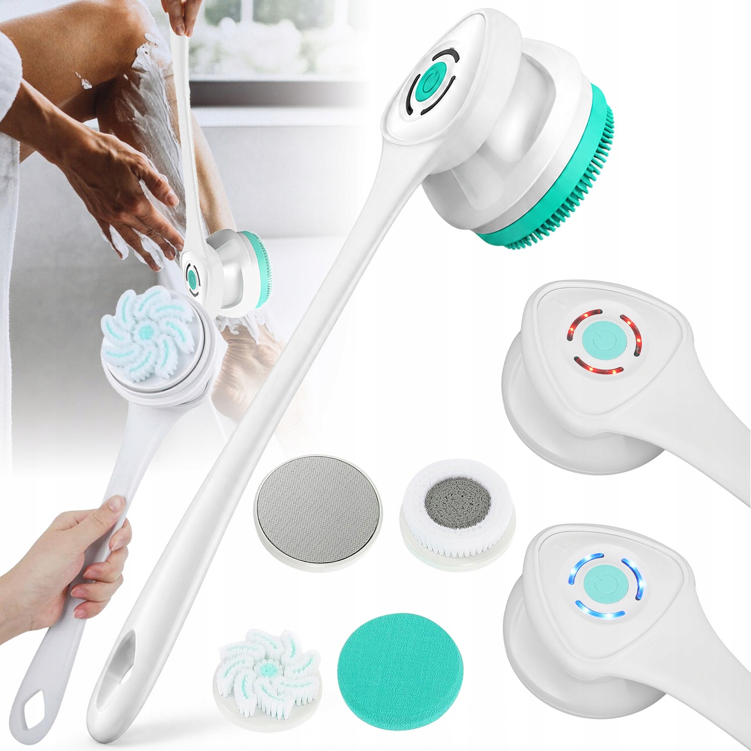 Elektrický Masážní Kartáč Na Tělo – Spinning Spa Brush Bezpečný 5V1