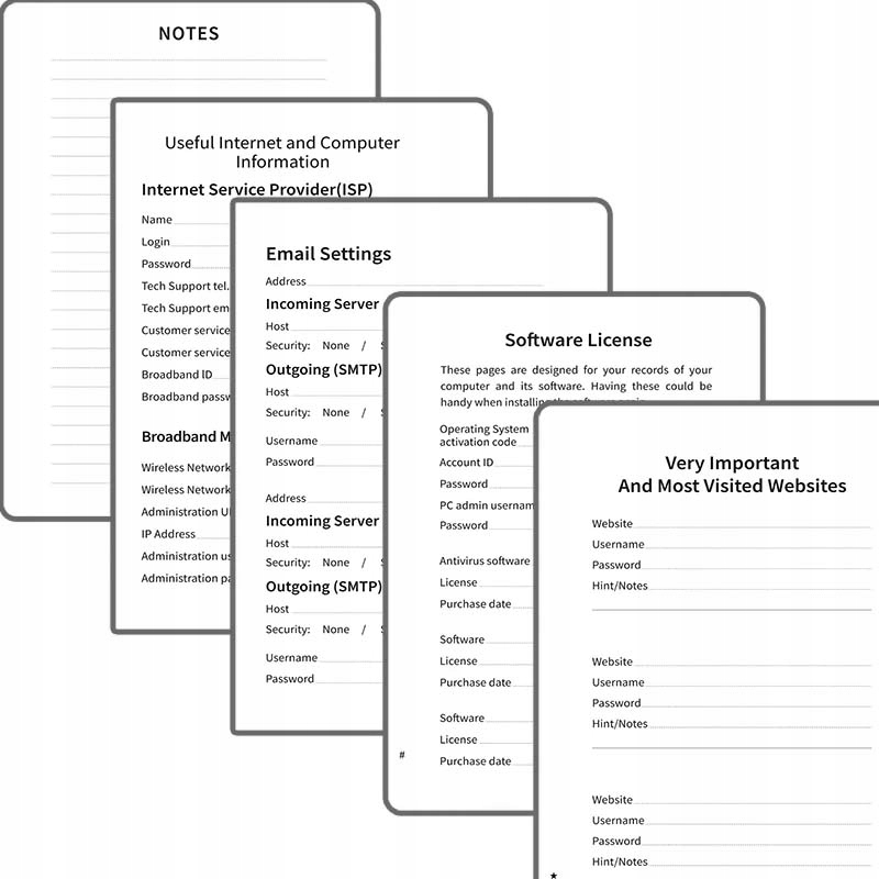 Organizer do haseł notes hasłownik notatnik dla administratora CZARNY Rozmiar A5