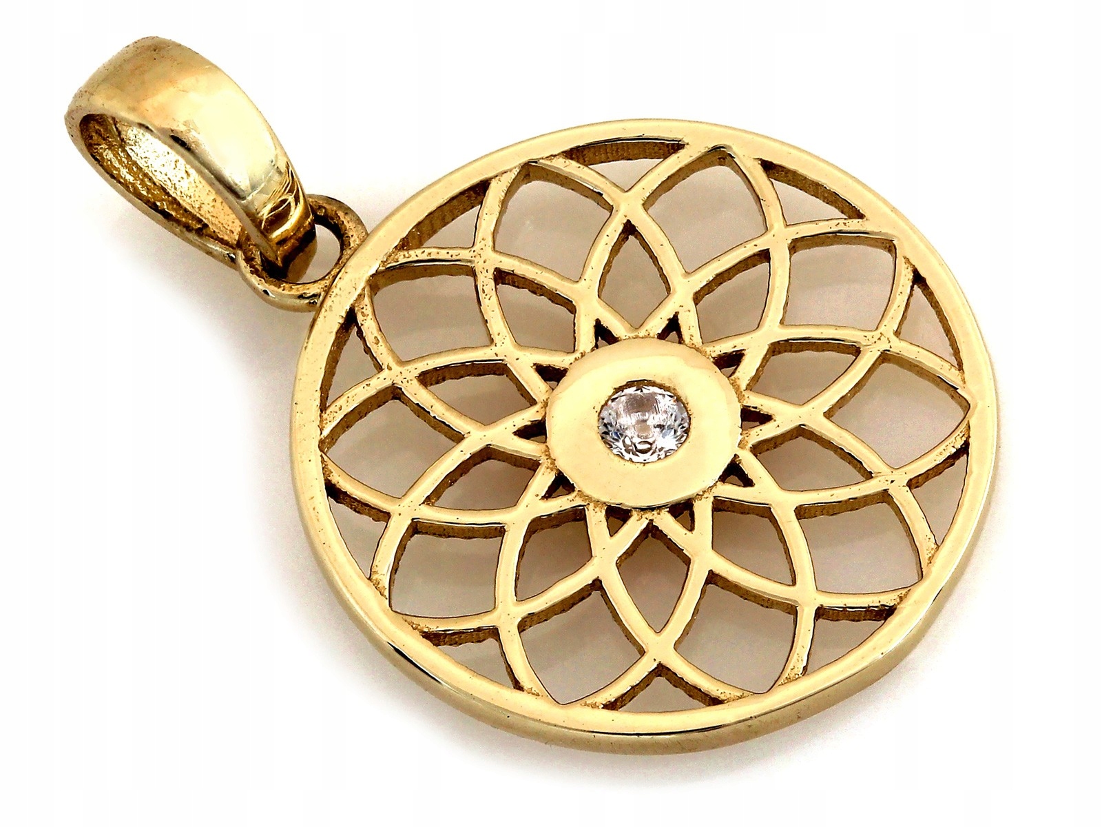 Zlatý přívěsek 585 kulatý s bílým zirkonem Kolečko dárek 0.68 g