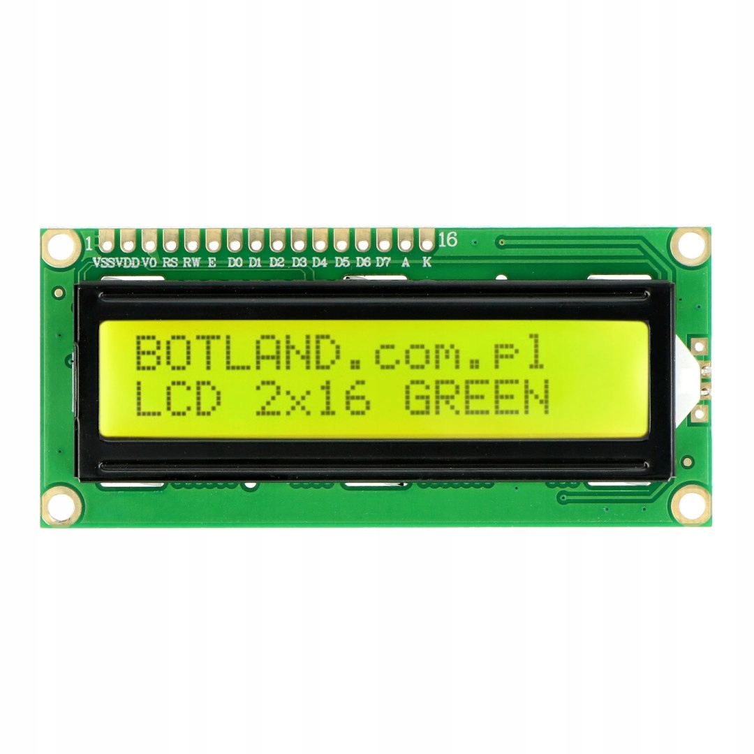 

Wyświetlacz LCD 2x16 znaków zielony justPi