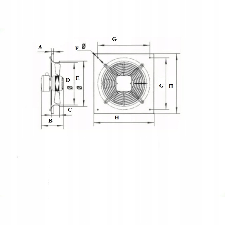 Wentylator ścienny osiowy wyciągowy 250mm 220/230 BFS250 Marka inna