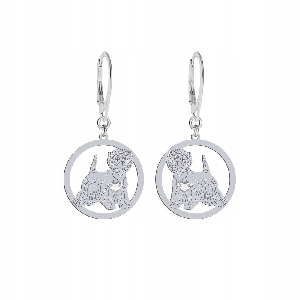 Stříbrné Náušnice z West Highland White Terrier 925 Dárek Gravírování Bonus