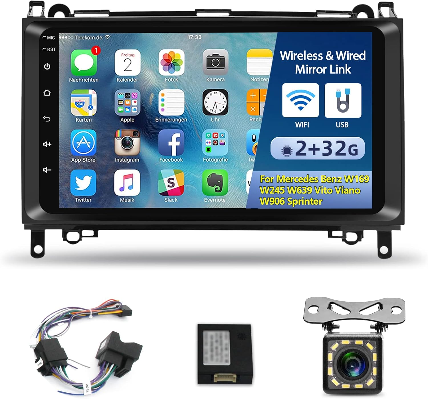 Rádio Android Gps Mercedes W245 W169 W906 Sprinter W639 Vito Viano 6+128 Gb