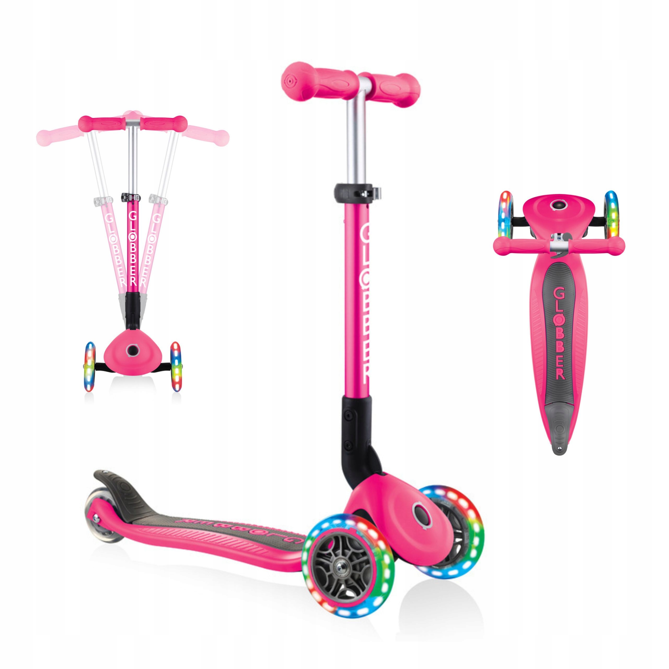 Hulajnoga balansowa dla dziewczynki 2-6 lat kółka Led Globber Junior różowa